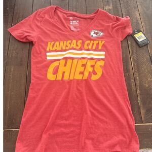 Nike Kansas City Chiefs Women's Small V Neck Tri Blend T Shirt NWT NFL Red